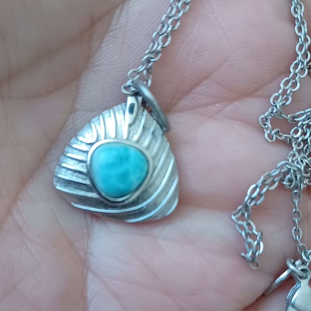 925 Sterling Silver Larimar Stone Pendant Necklace